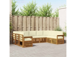 Vidaxl Conjunto De Sofás Para Exterior 9 Unid. Natural E Creme
