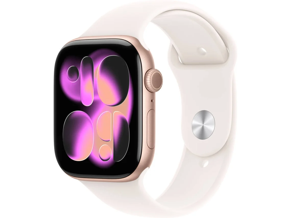 APPLE Watch Series 11 GPS 46 mm Rosa-dourado Alumínio com Bracelete Desportiva Rosa Leve (Tamanho S/M)
