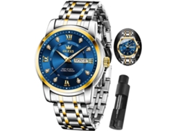Lurelia Relógio Cronógrafo Masculino, Movimento De Quartzo, Analógico, Data/calendário, Luminoso, Aço Inoxidável, Resistente À Água 30m, Azul