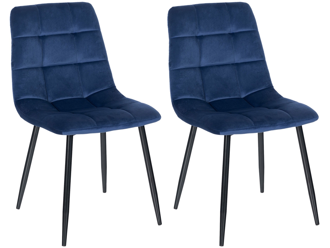 Conjunto de 2 Cadeiras de Jantar Tilde Azul/Veludo CLP