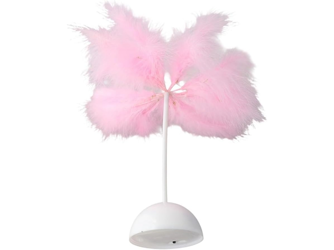 Abajur portátil em formato Pena para cabeceira, decoração de mesa de centro, luminária de mesa sólida com base plana.