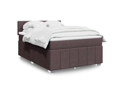 Vidaxl Cama Com Molas/colchão 140x200 Cm Tecido Castanho-escuro