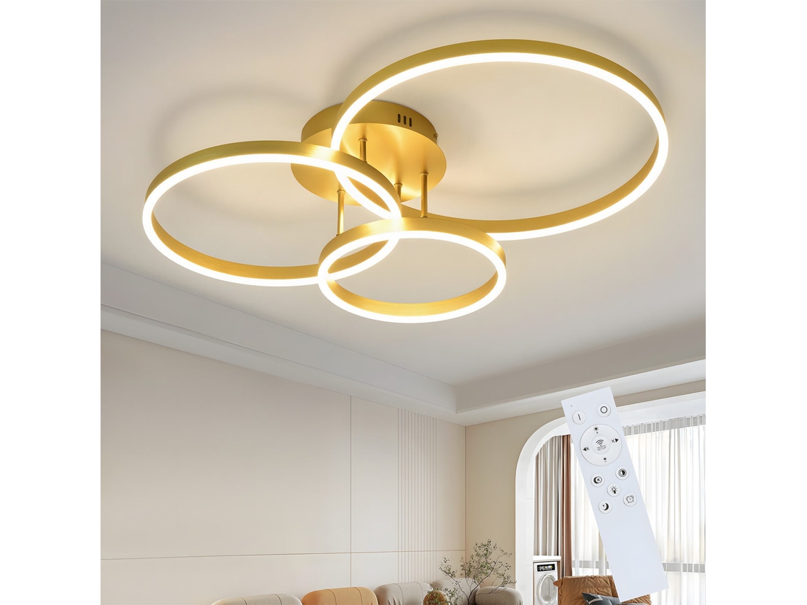 Nettlife Candeeiro De Teto Led 74 W 82 Cm Com 3 Anéis E Controlo Remoto Para Sala De Estar
