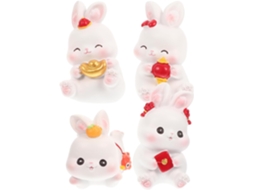 Conjunto De Decoração Em Resina Com 4 Peças: Figuras De Páscoa E Miniaturas De Desenhos Animados