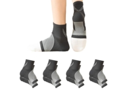 Conjunto 4 Meias Compressão Adulto Suporte Tornozelo Entorse Arco Pé Tendinite Aquiles Pretas G