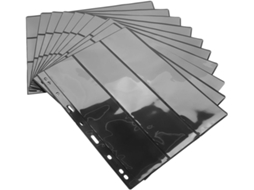 Veemoon Pages D'album De Timbres Noir Pet 10pcs Face Dupla 3 Compartimentos Verticais Para Conservação