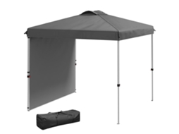 Tenda Dobrável 2,5x2,5 m com Parede Lateral e Altura Ajustável para Camping Cinza Escuro S/MARCA