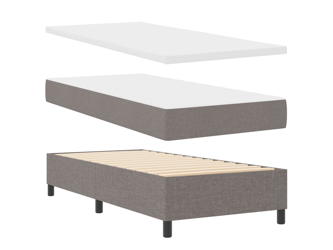 Conjunto 1 Cama Box Vidaxl Castanho-acinzentado Tecido (90 X 200 Cm)