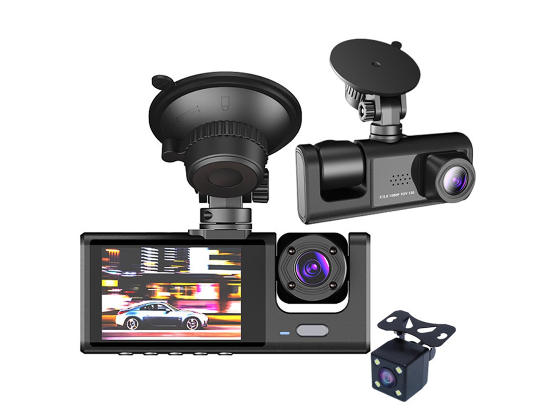 Dash Cam Wifi 1080p 3 Canais Frente/trás – Ecrã 2'' G-sensor, Loop, Visão Noturna Hexinyigjly