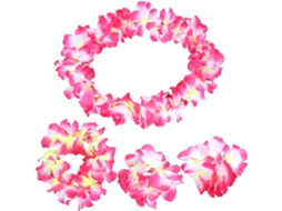 Conjunto de 4 Guirlandas de Flores de Seda Havaiana Feitas À Mão, Com Faixa Para Cabelo.