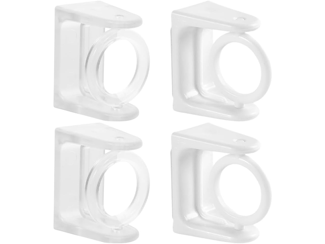 Pretyzoom Conjunto de 4 Suportes Adesivos para Barra Chuveiro com Ajuste 360°, Material Abs, Adaptáveis À Parede