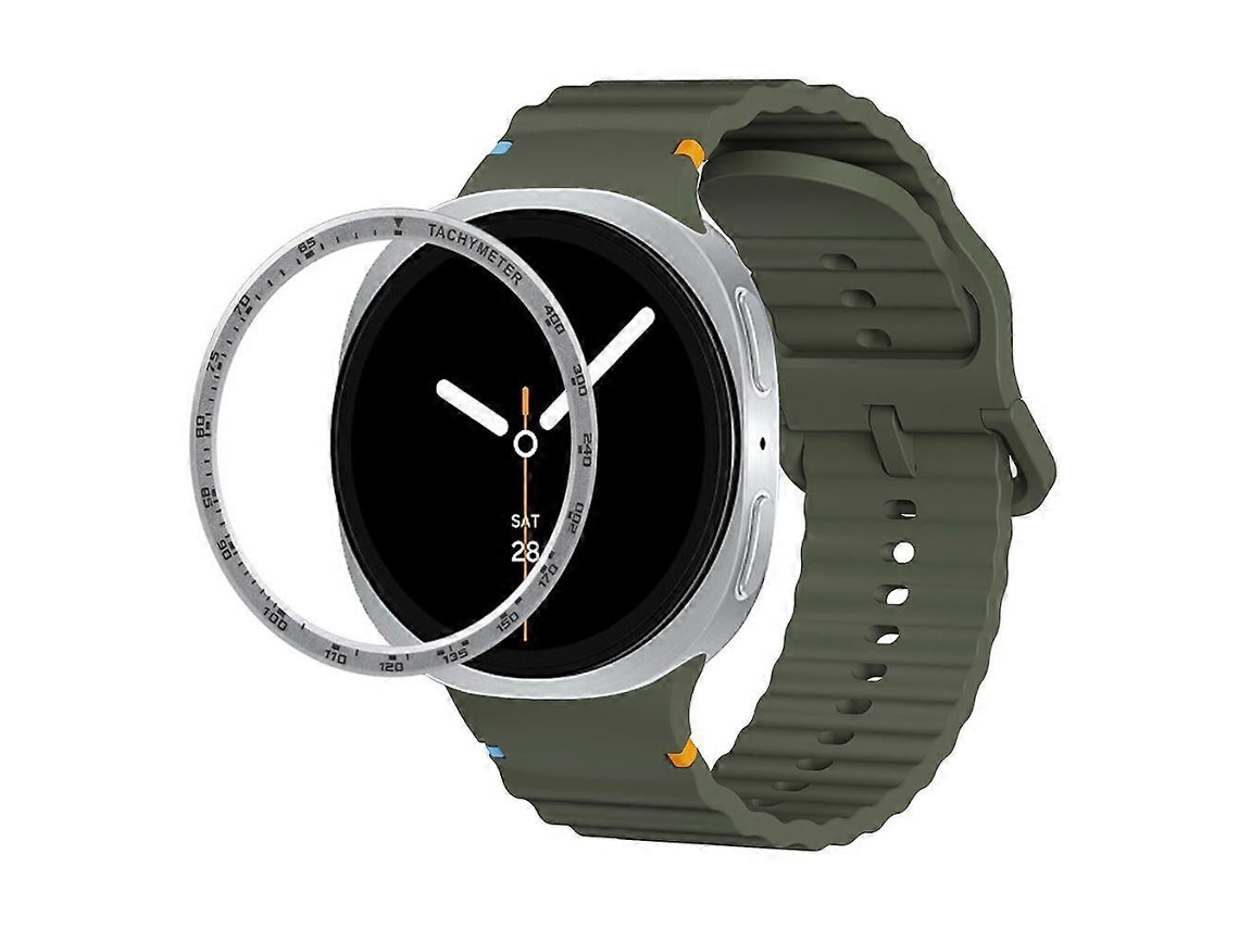 Pulseira De Silicone Com Aro Giratório E Fivela Colorida Com Costura Em Padrão Ondulado.
