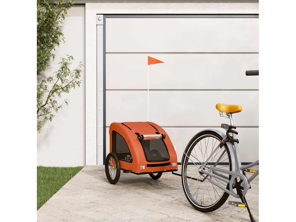 Vidaxl Reboque Bicicleta P/ Animais Tecido Oxford/ferro Laranja