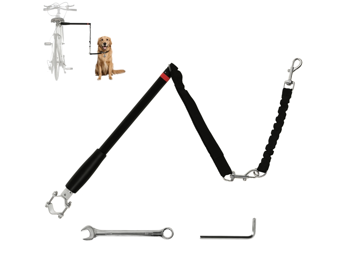 Coleira Para Preto Cães Bicicleta, Corda Elástica, Tubo De Aço, 124 Cm,