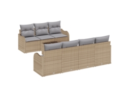 Conjunto 8 Conjunto De Móveis De Jardim Vidaxl Bege Vime Pe (55 X 55 X 37 Cm)