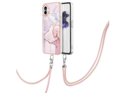 Capa Para Celular For Nothing Phone 1 Em Tpu Com Estampa De Mármore Eletroplaqueado E Cordão.