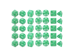 Kit De Dados Plásticos 35 Peças Números Brancos Padrão De Pérola Dados Poliédricos Para Jogo Mesa Educação Verde