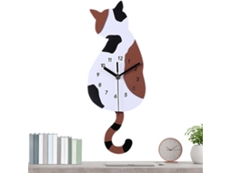 Relógio De Parede Com Design De Gato, Cauda Oscilante E Funciona Com |