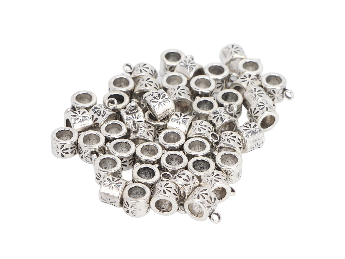 2026 50 Perlas de Plata Antigua para Decoración de Barba Y Trenzas, Accesorios de Pelo Y Joyería Diy