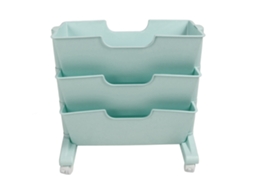 Estante Móvel Rotativa 3 Camadas com Rodas para Quarto Azul