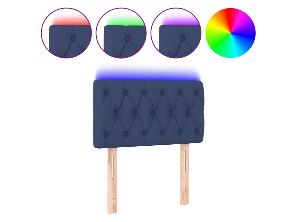 Cabeceira de Cama com Luzes Led Tecido Azul MAISON EXCLUSIVE (80x7x78 cm)