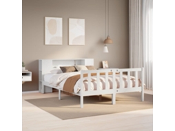 Cama Com Estante Sem Colchão 120x190 Cm Pinho Maciço Branco