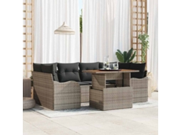 Vidaxl Conjunto De Sofá De Jardim 7 Unid. Cinzeto Rattan Sintético
