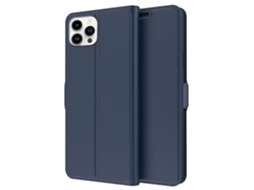 Capa Quedas Para Iphone 15 Pro Pele Sintética Com Porta-cartões Azul