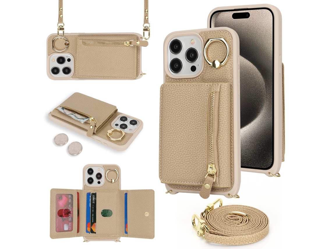Suporte Casa Pega Para Iphone 15 Pro Max Pele Sintética Bege