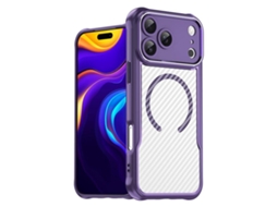 Capa Transparente Para Iphone 17 Pro Max - Textura De Fibra De Carbono - Magsafe