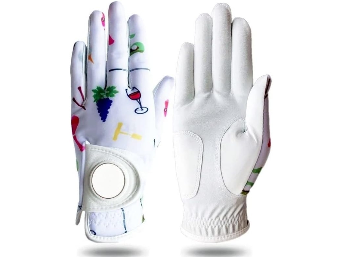 Luvas de Golfe em Couro Genuíno, Estampadas, Tamanhos P, M S/MARCA