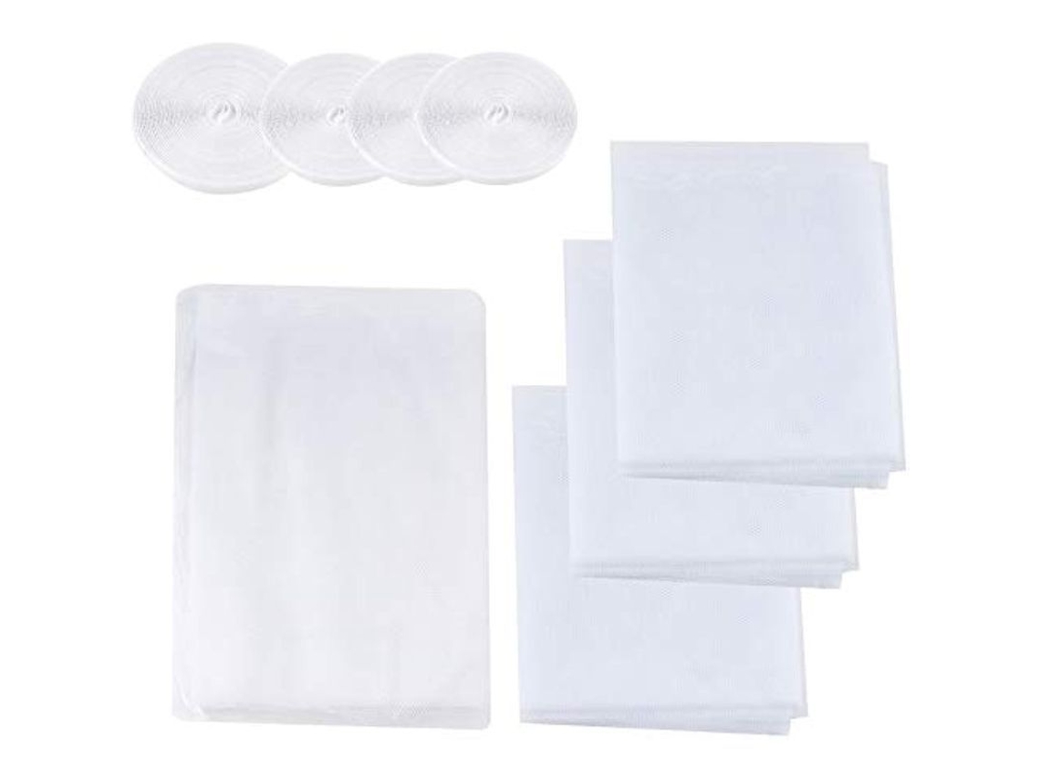 4 Peças De Mosquiteiro Para Janela, Malha Anti-insetos, 130x150cm E 150x200cm, Com 4 Fitas Autoadesivas (branco)