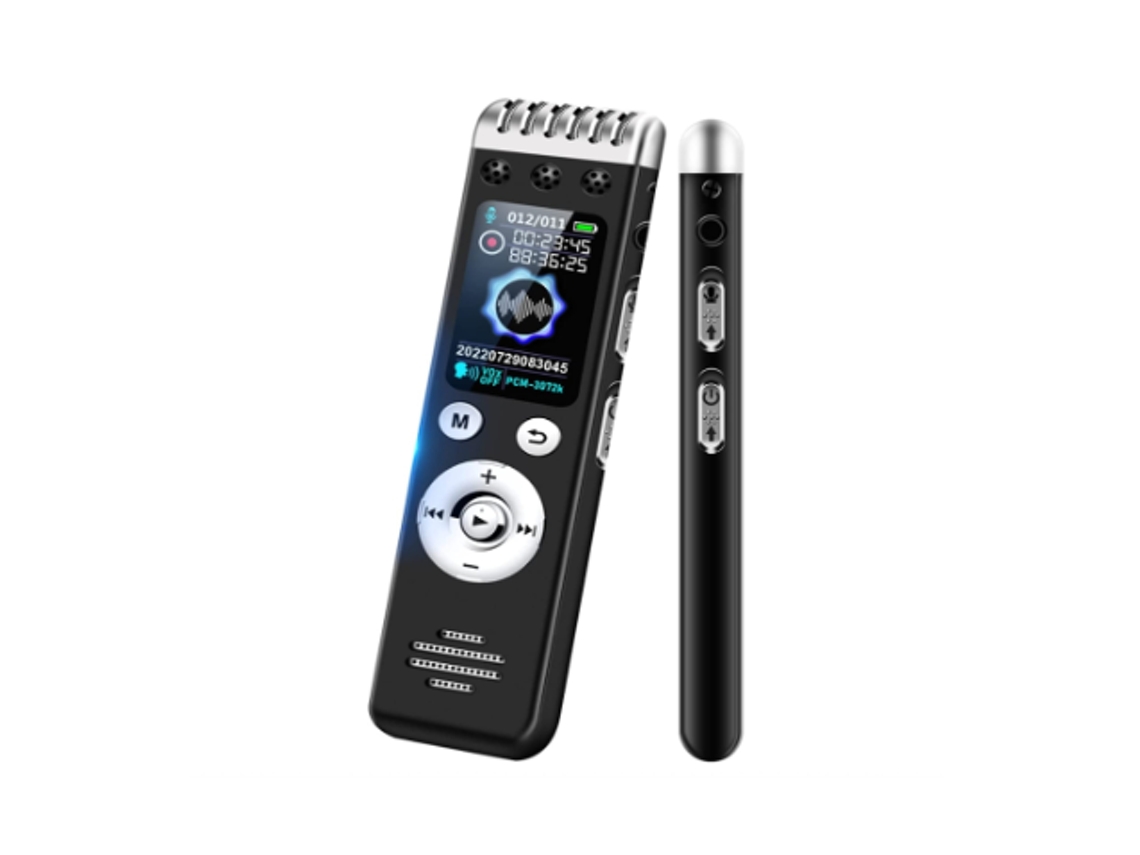 Gravador De Voz Digital De 16 Gb, Gravador Ativado Por Voz Com Capacidade De Gravação De 1000 Horas Para Redução De Ruído, Senha, Mp3 Yizhood (preto)