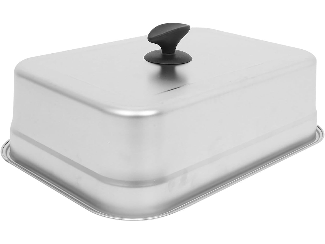 Tampa Retangular De Aço Inoxidável 355 X 25 X 11 Cm Para Grelha, Com Borda Elevada Para Derreter Que Gokoco