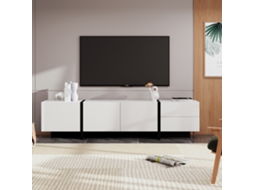 Móvel Para Tv L 190 Cm 3 Portas, 2 Gavetas, 5 Compartimentos Branco E Preto Estilo