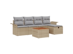 Conjunto 6 Conjunto De Sofá De Jardim Vidaxl Bege Vime Pe (55 X 55 X 37 Cm)