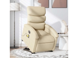 Vidaxl Poltrona Elevatória De Massagens Tecido Cor Creme