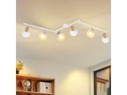 Foco De Teto Vintage E14 Interior 350° Ajustável Branco Giratório 350° Industrial 6 Chamas Nettlife