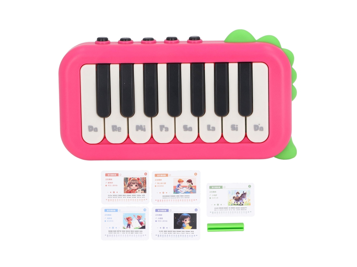 Mali teclado de Piano Miniatura para Crianças 15 Teclas Instrumento Musical Educacional Vermelho