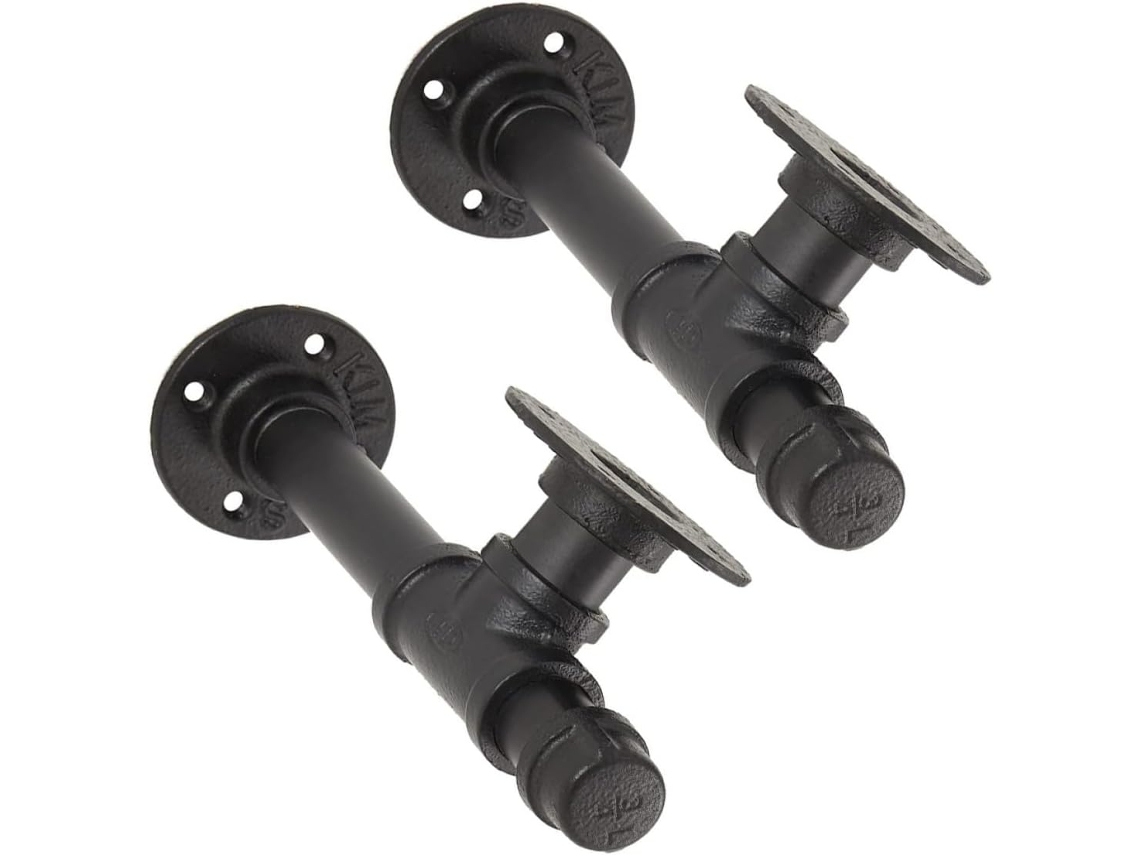 Suportes De Prateleira De Parede Retrô Industriais Em Ferro Preto, 2 Peças, Para Fixação De Tubos.