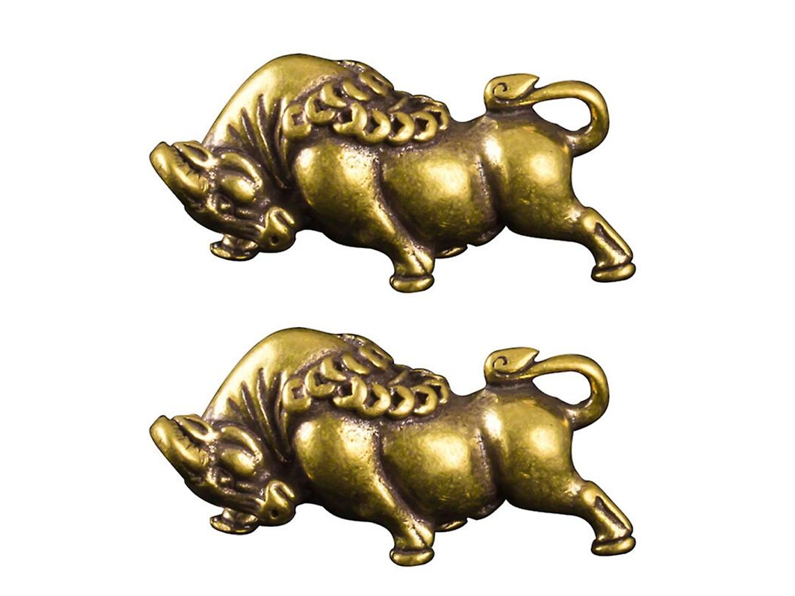 2 Peças de Estatueta de Touro de Latão ALLINLESS