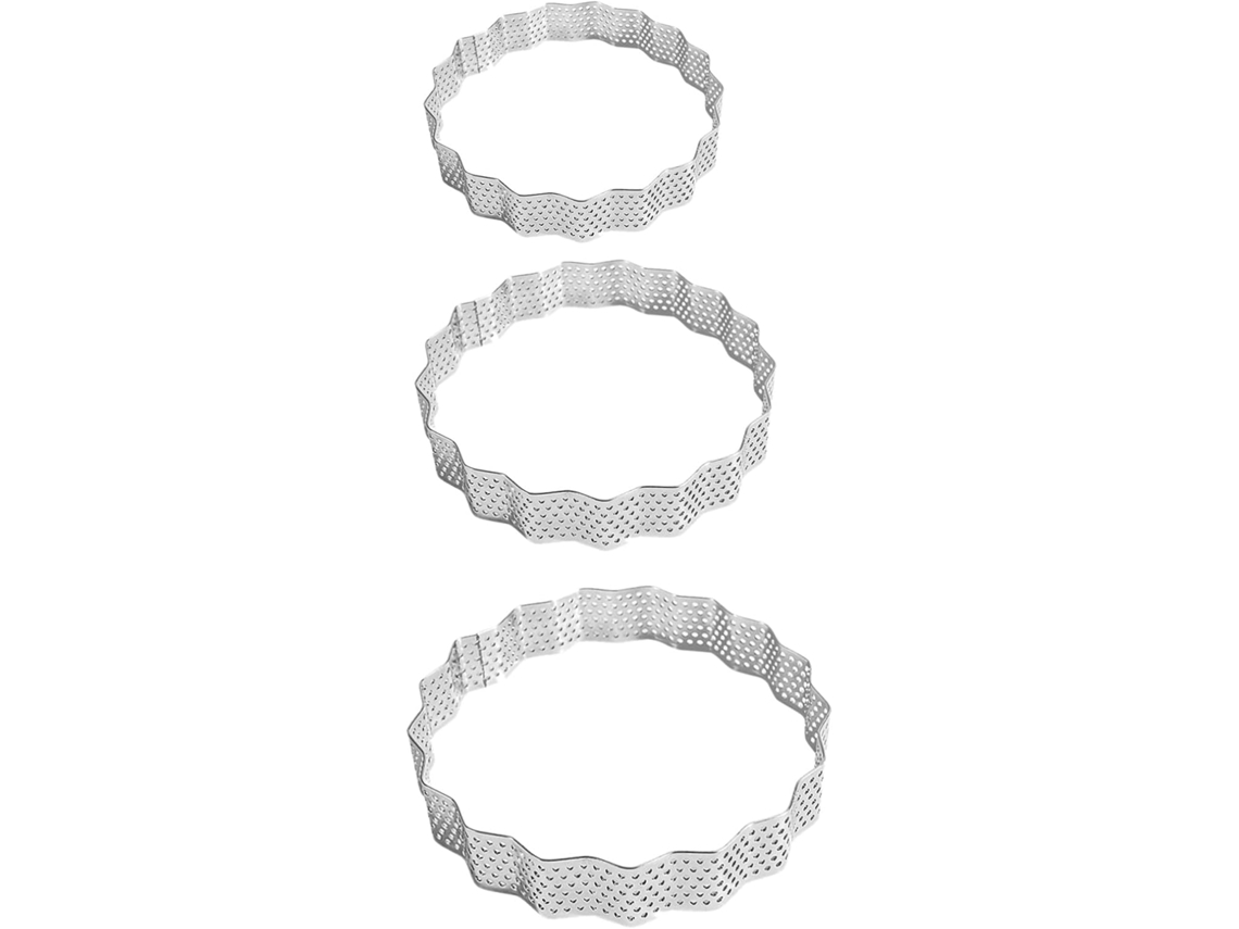Conjunto de 3 formas redondas em aço inoxidável para bolo mousse