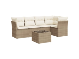Maison Exclusive - 6 Pcs Conjunto De Sofás P/ Jardim Com Almofadões Vime Pe Bege