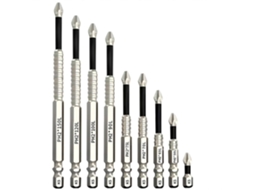 Conjunto De Chaves De Fenda De Impacto Antiderrapantes Ph2, 9 Pontas Magnéticas De Alta Potência (1-6 Polegadas), Universal, Eletrica