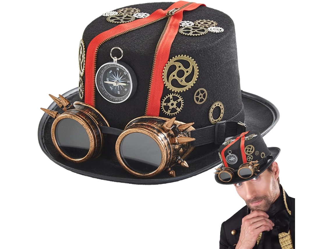 Chapéu Steampunk Genérico Com Óculos - Para Uso Prático E Funcional