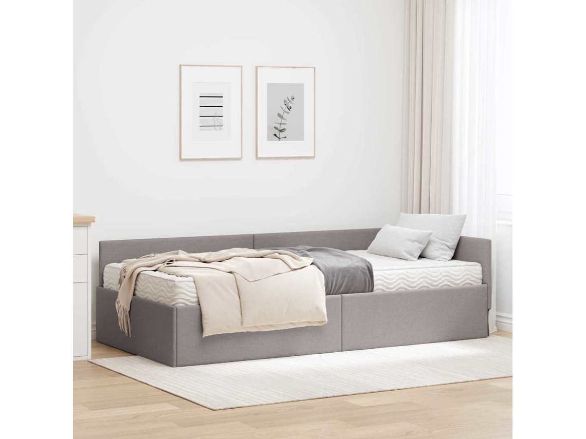Vidaxl Estrutura de Cama de Canto com Colchão Outros 2 Pcs Tecido