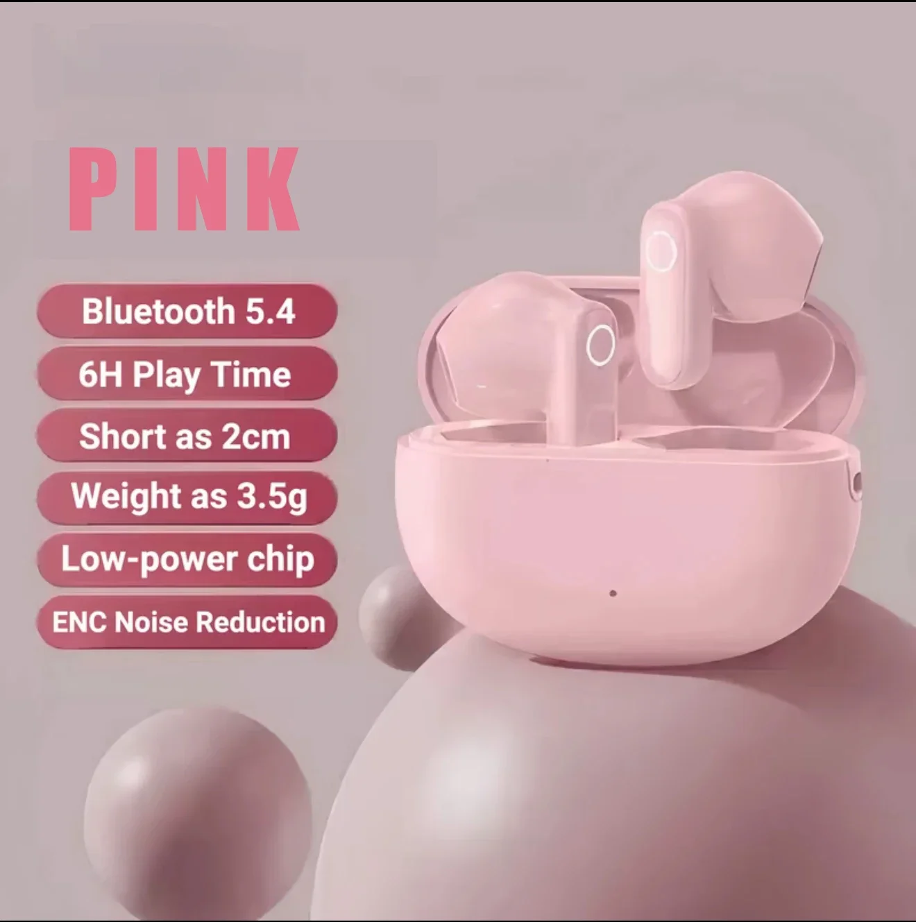 Fones De Ouvido Sem Fio Tws Com Cancelamento De Ruído Bluetooth (rosa)