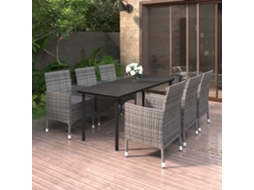 Vidaxl 7 Pcs Conjunto De Jantar P/ Jardim C/ Almofadões Vime Pe/vidro