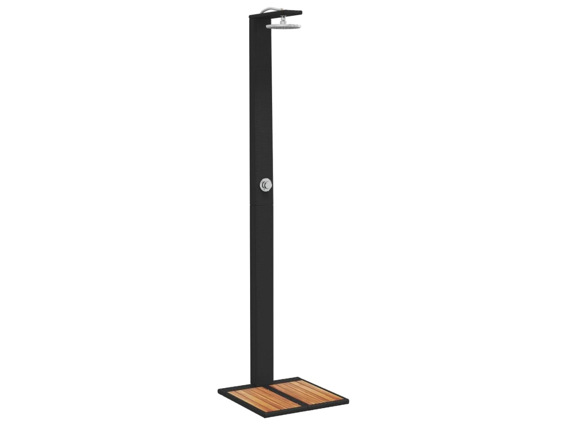 Chuveiro de Exterior VIDAXL Vime Pe/Madeira Acácia Preto 50 X 55 X 224 Cm