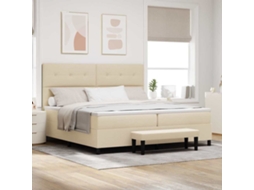 Vidaxl Cama Box Com Cabeceira Creme 200 X 200 Cm Tecido